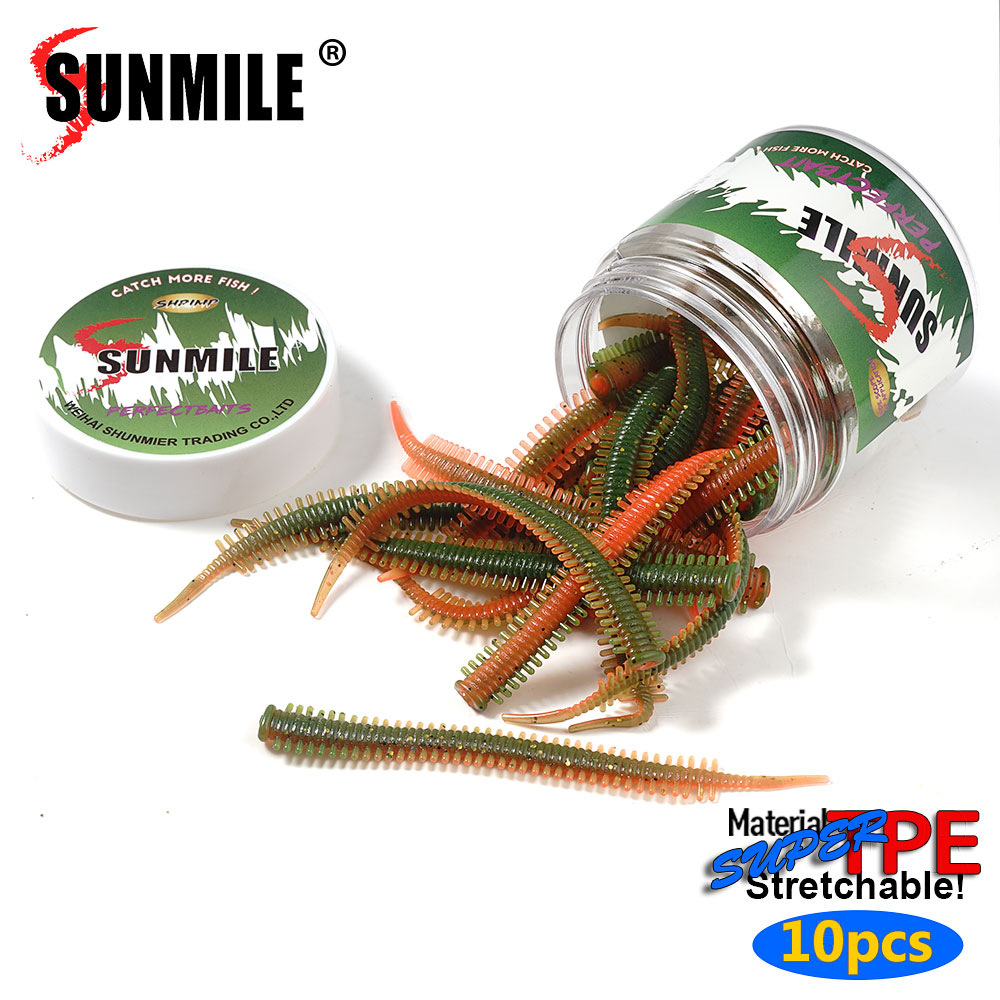 Fishing Lure Soft Plastic - SUNMILE 10 señuelos de gusano de